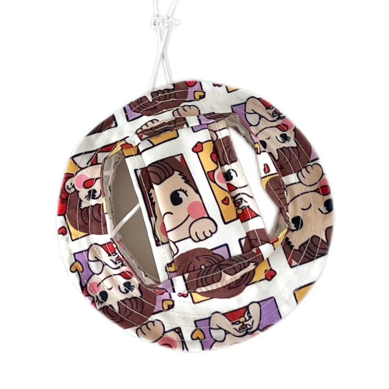 Рибарска шапка с карикатурен принт за котки и кучета, платнена, дишаща и регулируема