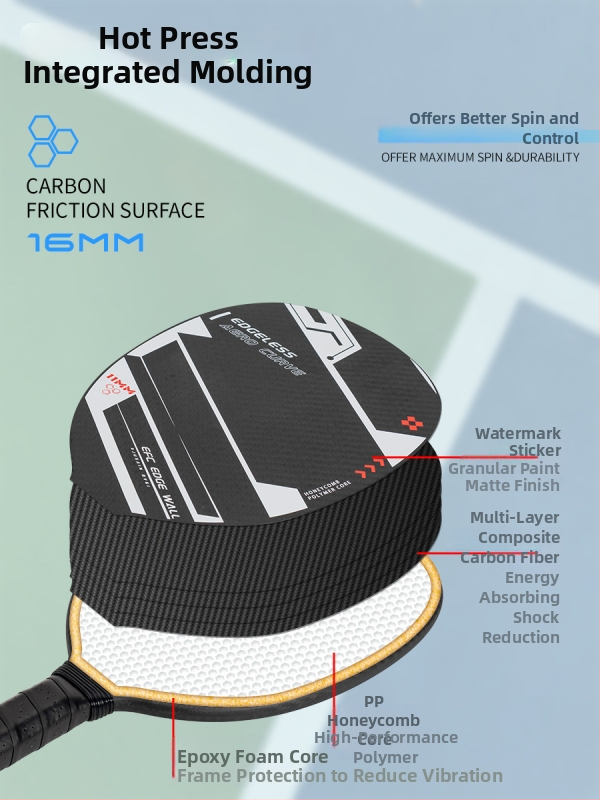 Пикълбол ракета, 3K карбонови влакна, 210 г, марка Juxinying