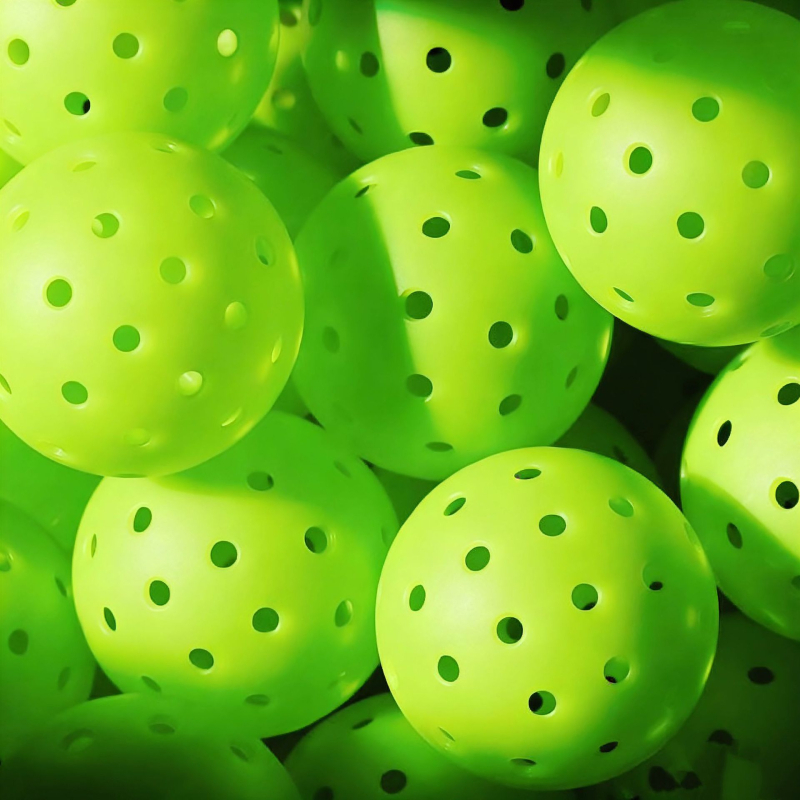 Pickleball топка - 48 дупки, пластмасова, 26,5 г - за открито ползване, интегриран отскок