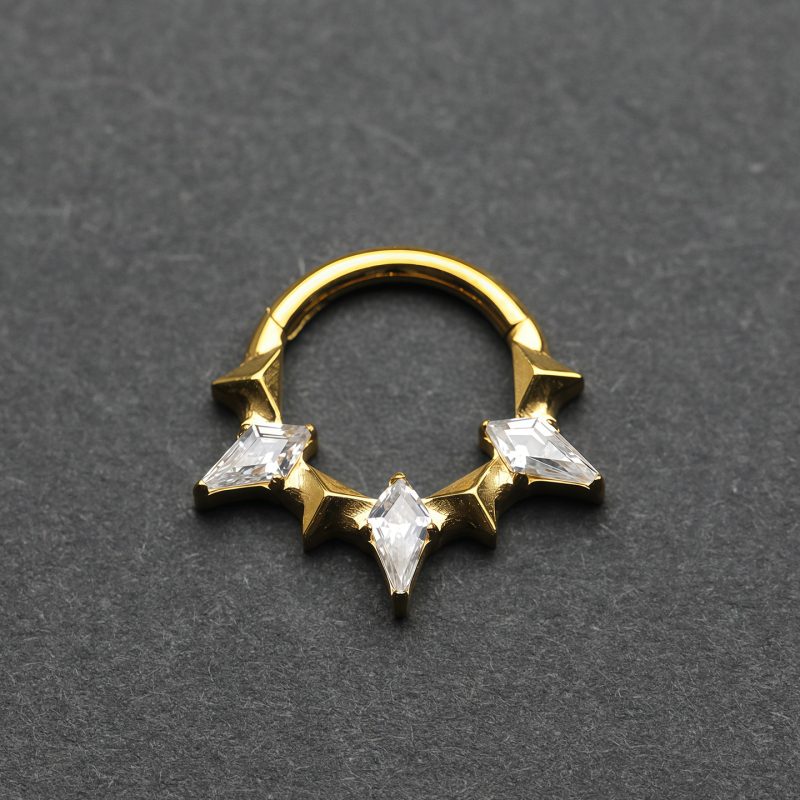 Inel de nas, în formă de inimă, aliaj de titan G23, electroplacare, stil fără cusături