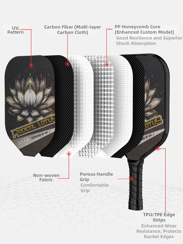 Rachetă pickleball, model T700, fibră de carbon, nucleu intern presat la cald, textură cu model de țesătură mată, 225 g (model: T700; material: fibră de carbon; nucleu: presare la cald; textură: țesătură mată; greutate: 225 g)