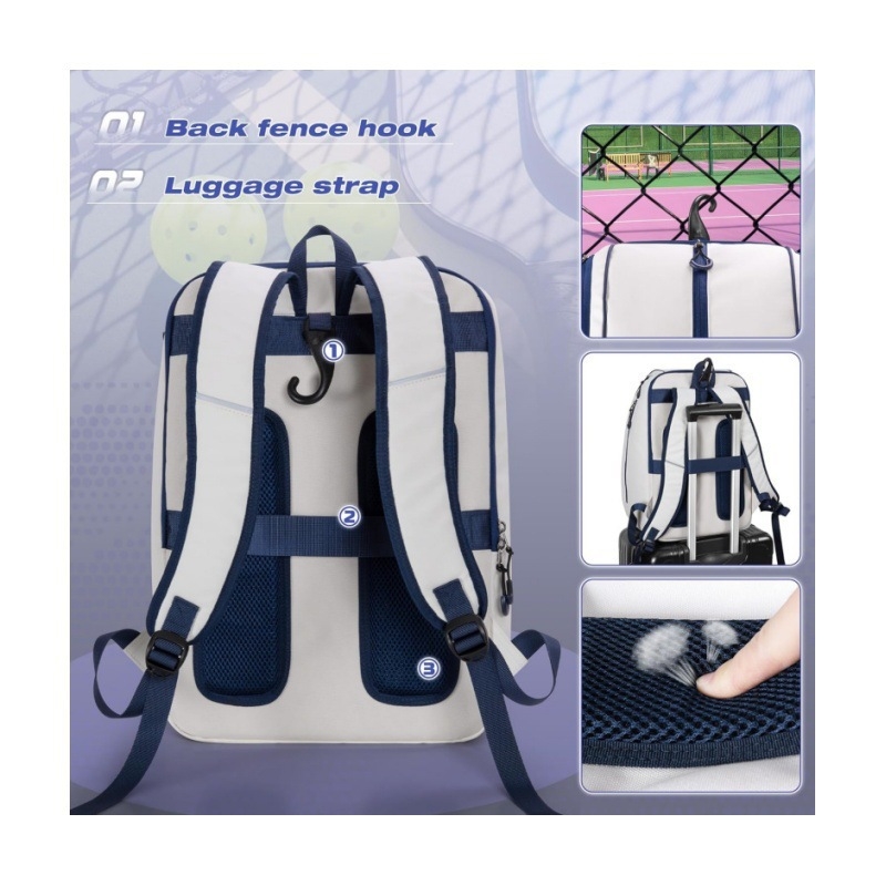 Унисекс спортна раница за тенис, бадминтон и тенис на маса, нейлон, водоустойчива, отделение за обувки, съхранение на ракетки, криви презрамки и защита на гръбнака