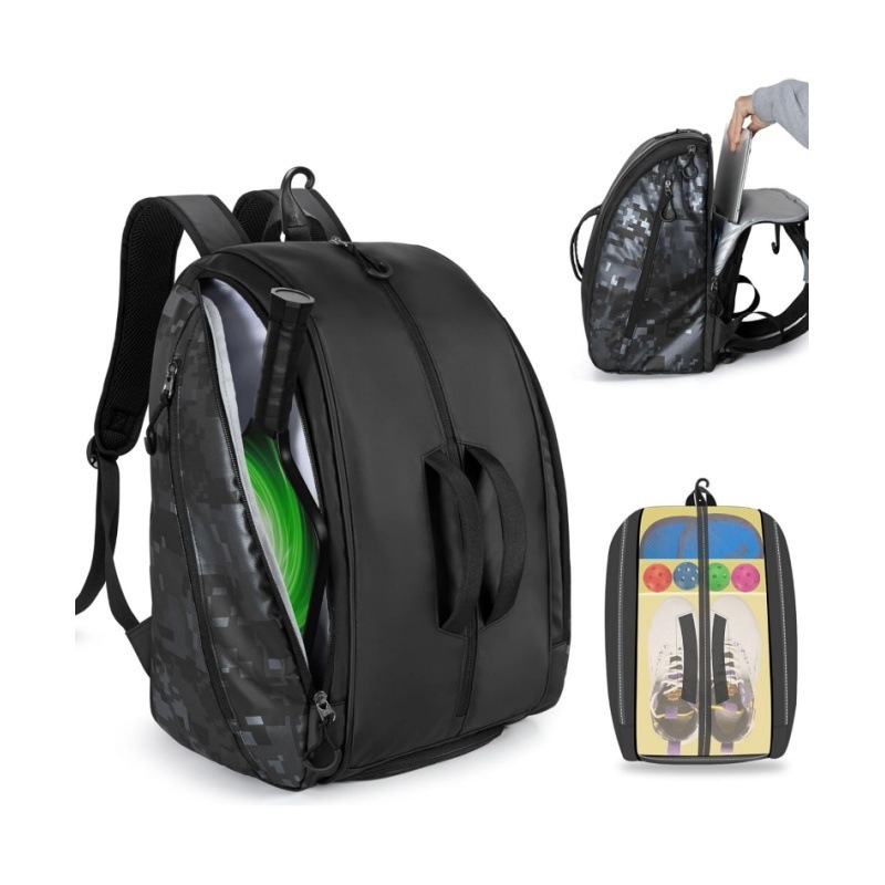 Унисекс спортна раница за тенис, бадминтон и тенис на маса, нейлон, водоустойчива, отделение за обувки, съхранение на ракетки, криви презрамки и защита на гръбнака