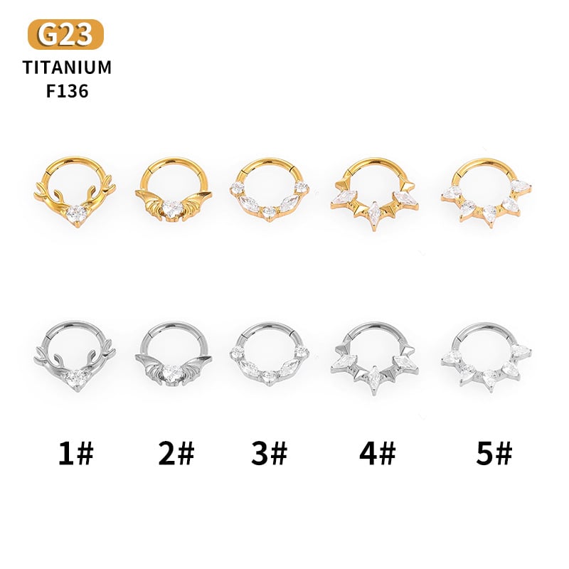 Bijuterii nazale din aliaj de titan G23, cristale zircon, placare electrolitică