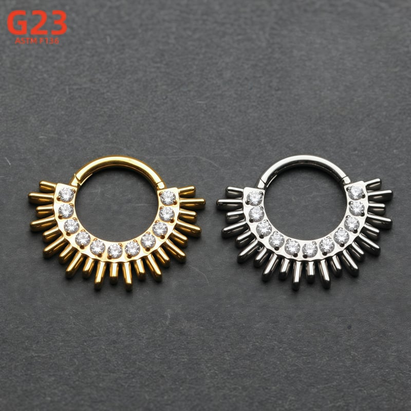 Разделен носен пръстен с циркон, G23 титанов сплав, капковидна форма, унисекс, моден стил