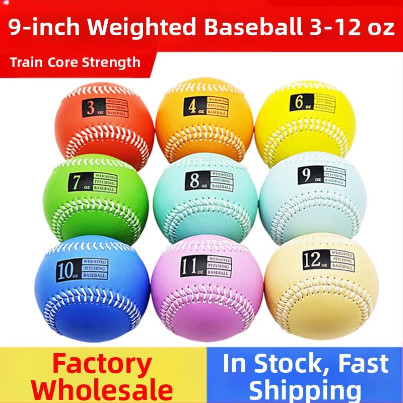 Vážená tréningová lopta na baseball, hmotnosť 3 oz–12 oz, umelá koža, jadro z vlákna vlny korku, logo na želanie, spracovanie na zákazku