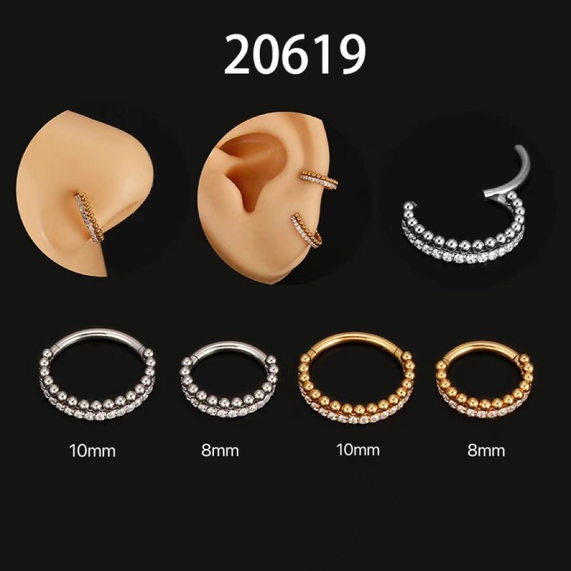 Носна халка-обеци: 316L неръждаема стомана, зирконова топка, безшевен дизайн, електроплатиране