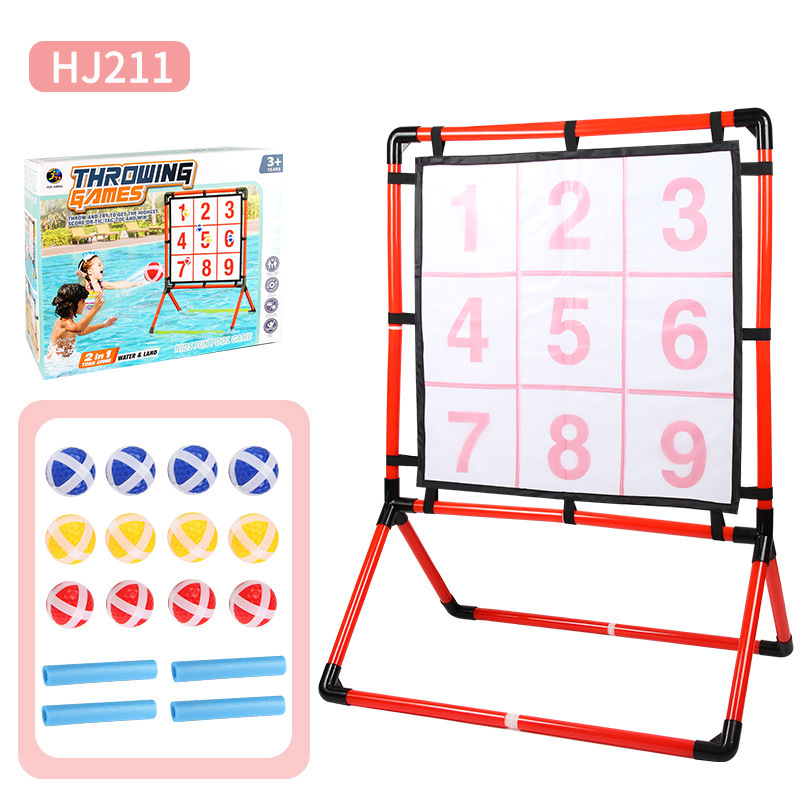 Игра с девет квадрата – двуфункционален комплект, пластмасова лепяща топка за хвърляне, за деца на възраст 4–6 години, за вътрешна и външна употреба