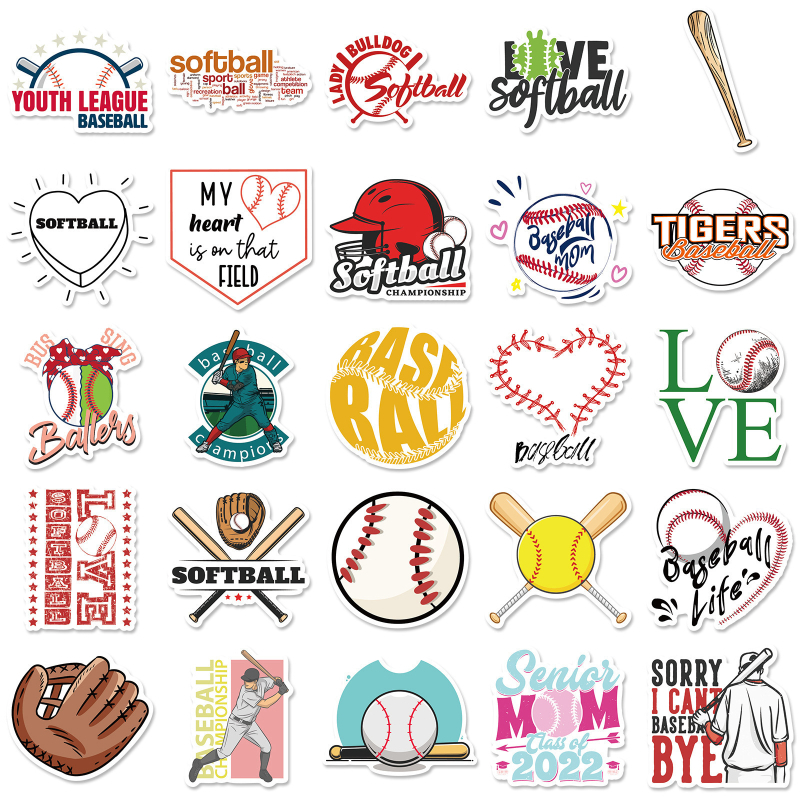 Стикери Leopard product – бейзбол/софтбол микс, Nordic стил, офсетно печатани, залепваеми