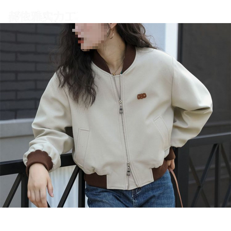 Casual дамско горнище със Chenille и спандекс, дълги ръкави, бейзболна яка, средна дължина, зима 2025