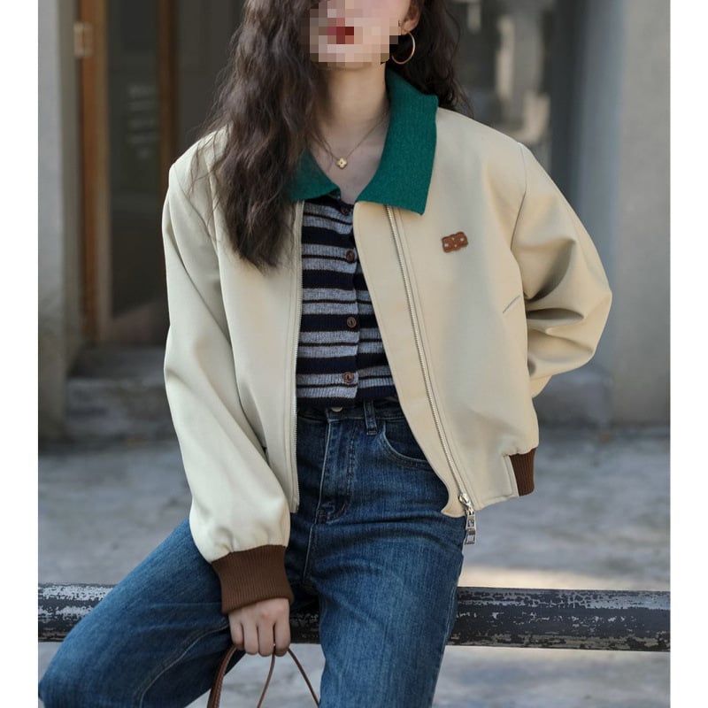 Casual дамско горнище със Chenille и спандекс, дълги ръкави, бейзболна яка, средна дължина, зима 2025