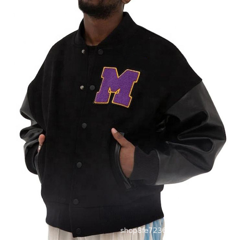 Яке суитшърт с буквена емблема и бродерия, уличен стил, стойкова яка, еднобортно закопчаване, памук-смесен плат