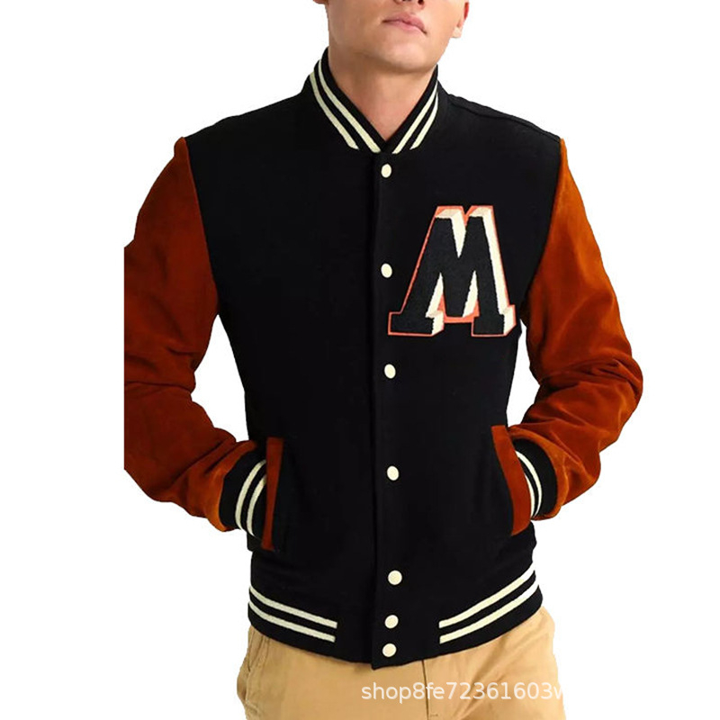 Яке суитшърт с буквена емблема и бродерия, уличен стил, стойкова яка, еднобортно закопчаване, памук-смесен плат