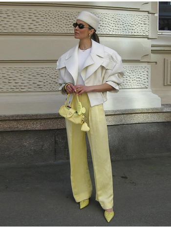 Sacou scurt pentru femei cu rever, poliester și elastan, nasturi dubli, mâneci trei sferturi