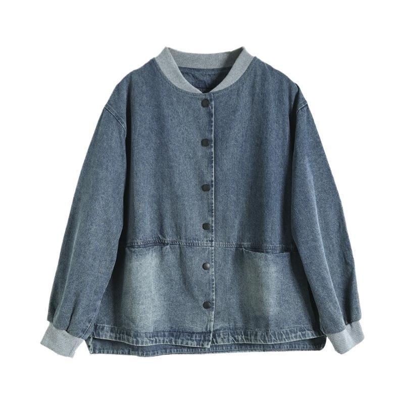 Дамско дънково яке - ретро яка-стойка, свободна кройка - дължина 50–65 см - пролет 2025