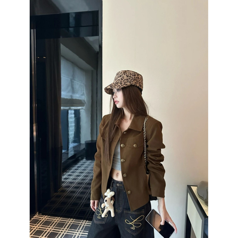 Jachetă damă cu guler baseball, mâneci lungi, amestec poliester-elastan (90–95% poliester), stil vintage pentru lucru