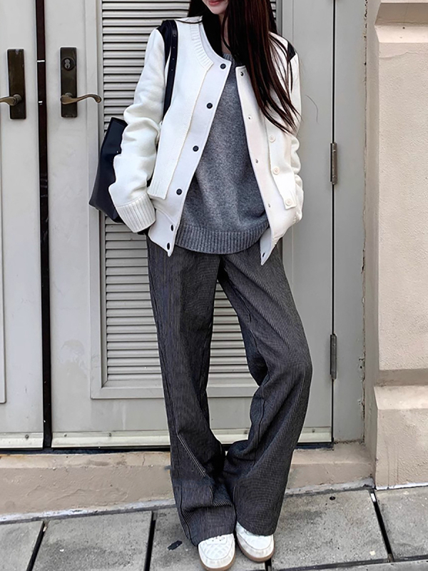 Дамски жакет от вълна с полиестер 70-80%, едноцветен модел, свободна кройка