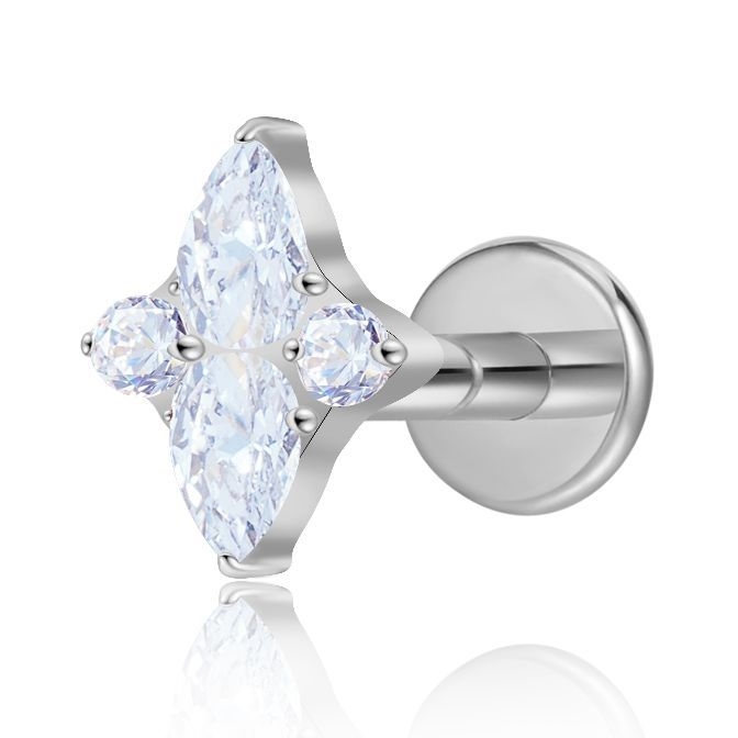 Пирсинг бижута от титанова сплав – звезда със циркони, прост стил