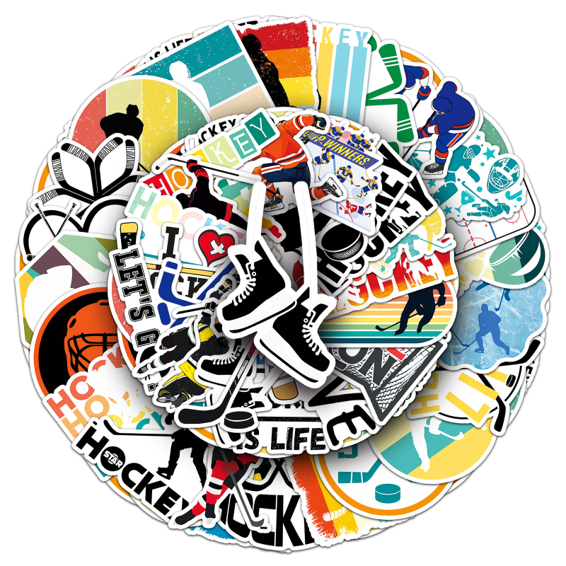Стикери за хокей на лед – водоустойчиви, 50 листа, марка Manqian, самозалепващи, офсетен печат