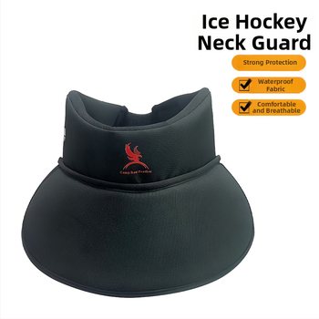 Ledo hokeja kaklo apsauga, sustiprinta, kvėpuojanti, 900D Oxford audinys su vidiniu putų sluoksniu ir tinkliniu audiniu, reguliuojamas Velcro užsegimas