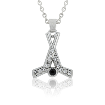 Колие с висулка от сплав, диамантено покритие, унисекс, кръстосан синджир, спортна серия, тегло 8 g