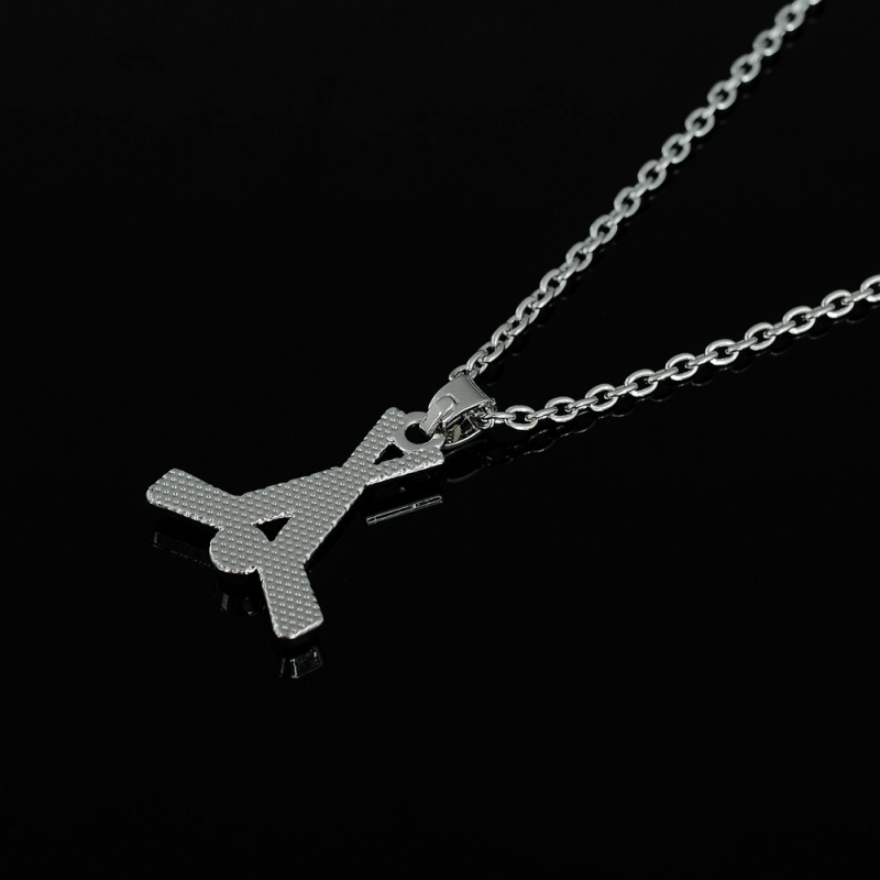 Колие с висулка от сплав, диамантено покритие, унисекс, кръстосан синджир, спортна серия, тегло 8 g