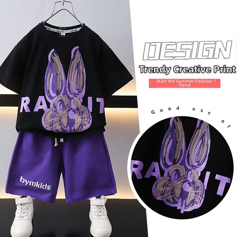 Divu gabalu vasaras komplekts: īsām piedurknēm tops un šorti, teksta apdruka, kokvilnas audums, iekšējā odere: kokvilnas maisījums