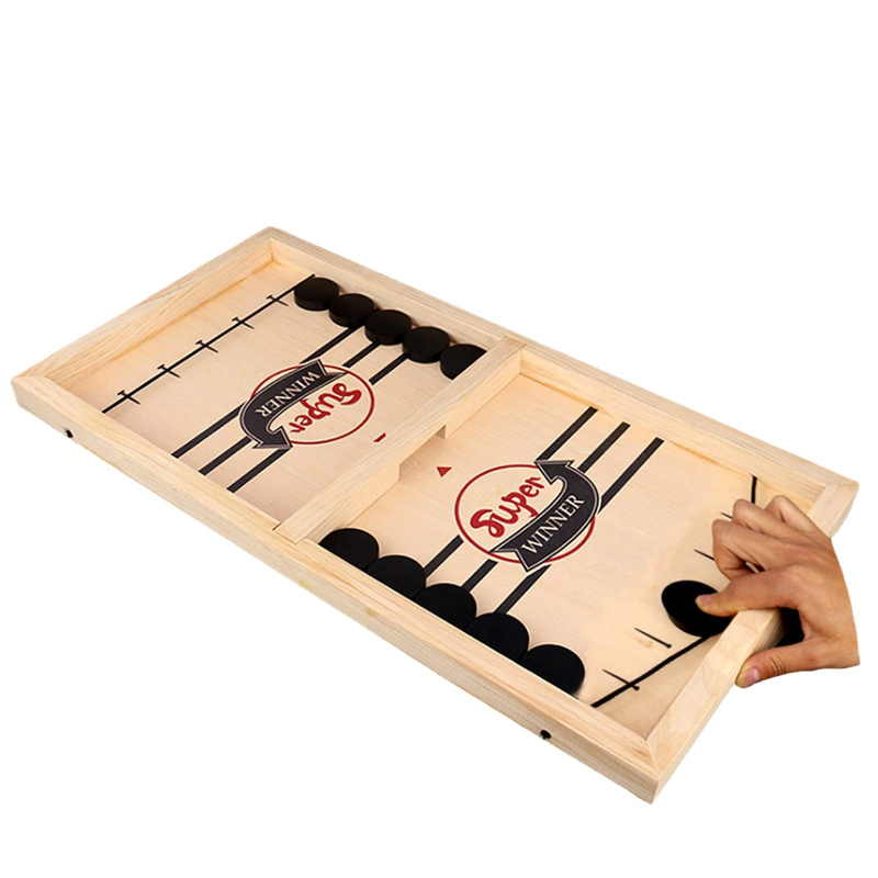Дървен настолен хокей и поп-ъп шах за родителско-детска игра, опаковка в цветна кутия