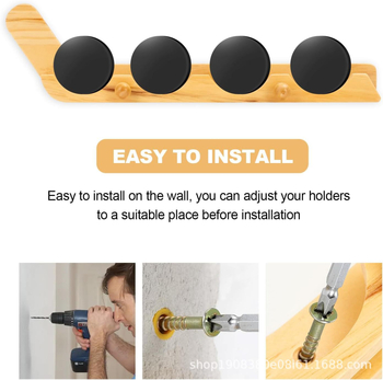 Дървен хокей стенен дисплей-органайзер за хол – масивно дърво, 1-етажно отделение, мултифункционален организатор за козметика/кухня/спалня