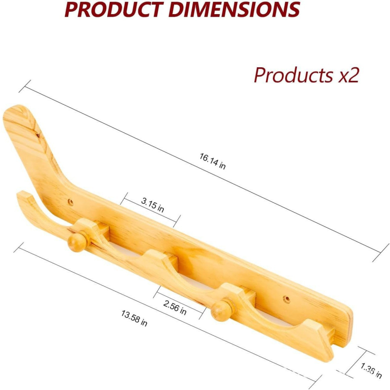 Дървен хокей стенен дисплей-органайзер за хол – масивно дърво, 1-етажно отделение, мултифункционален организатор за козметика/кухня/спалня