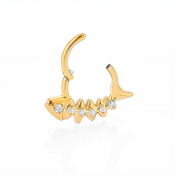 G23 aliaj titan, zircon încrustat, inel nazal închis, unisex, design geometric pește