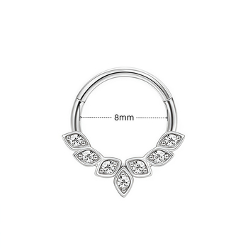 AMIGATINA inel nazal din aliaj de titan cu zirconiu încrustat, formă romb, G23 ASTM F136