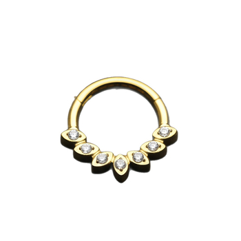 AMIGATINA inel nazal din aliaj de titan cu zirconiu încrustat, formă romb, G23 ASTM F136