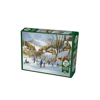 Cobble Hill 1000-части пъзел, Коледна сцена с хокей на лед за възрастни, от хартия