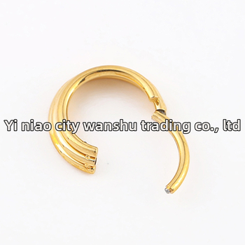 Nosový prsteň, G23 titánová oceľ, geometrický dizajn, Seiko úprava, unisex, IPTIC3