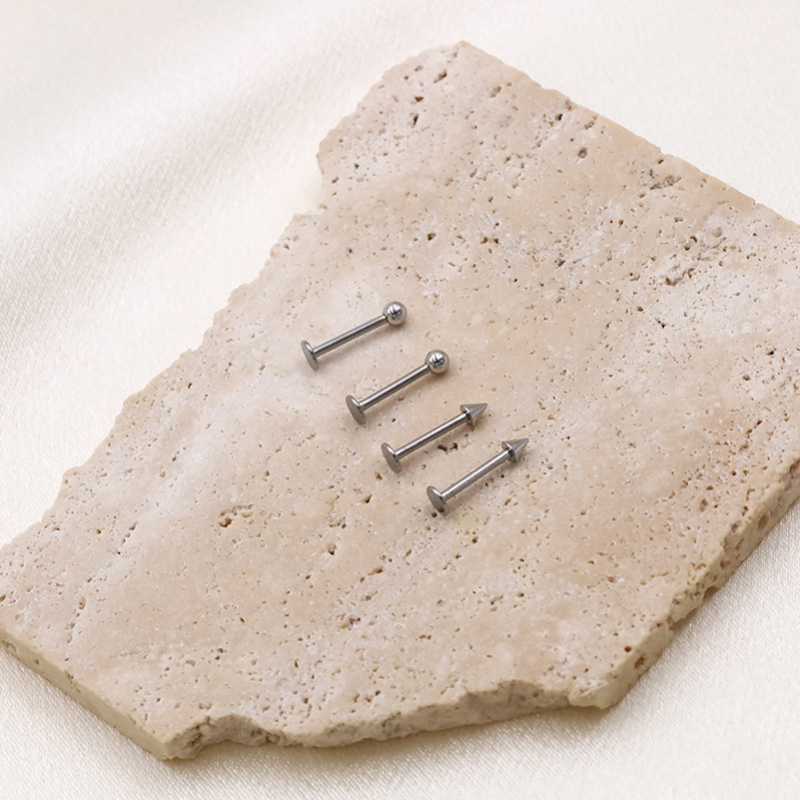 Комплект пирсинг бижута от неръждаема стомана, геометрични форми: остър конусов връх и прав ъгъл, унисекс винтидж стил