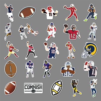 Стикери с дизайн регби графити за DIY скейтборд и багаж; марка Poetry; спортна серия; тегло 30 g; лепяща основа; печат: офсет.