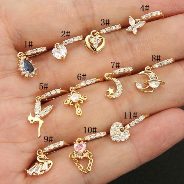 Носна халка, унисекс, сърцевидна форма, мед, електроплатиране