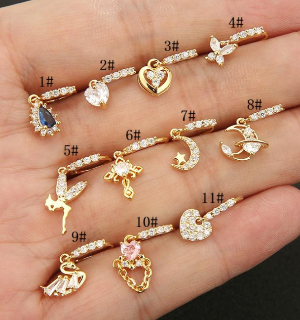 Носна халка, унисекс, сърцевидна форма, мед, електроплатиране