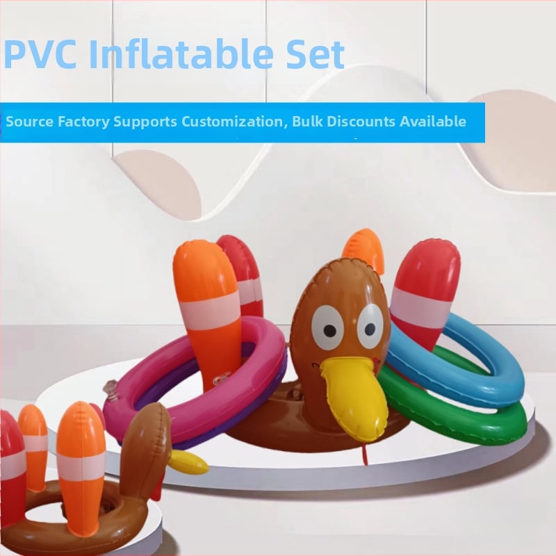 Öko-barát felfújható flamingó kör dobó játék, PVC, kültéri családi interaktív játék, 7–14 éveseknek, csomagolás: OPP zacskó