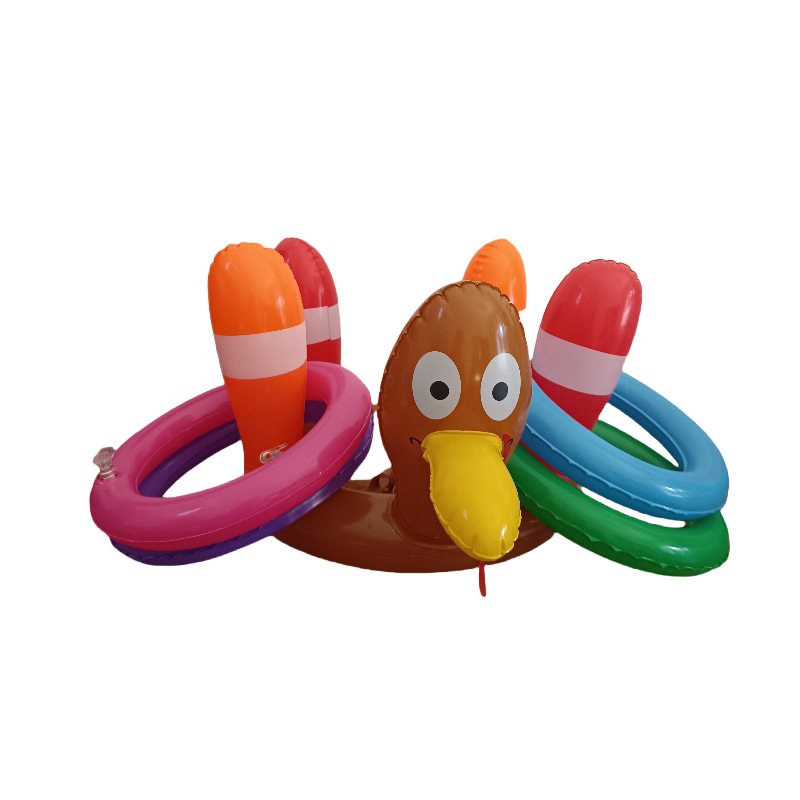 Öko-barát felfújható flamingó kör dobó játék, PVC, kültéri családi interaktív játék, 7–14 éveseknek, csomagolás: OPP zacskó