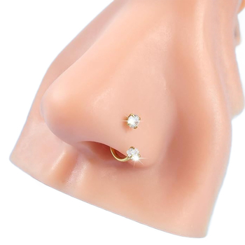 Set nosnih i usnih prstena, U-oblikovani dvostruko glavom cirkon nosni šiljci za piercing, nehrđajući čelik 316, unisex