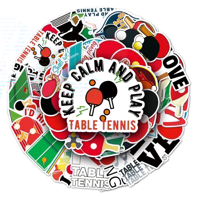 Stickere pentru bagaje cu temă tenis de masă – impermeabile, imprimate offset, 25 g fiecare, pentru valize, caiete, trotinete, calculatoare – Brand Mann new