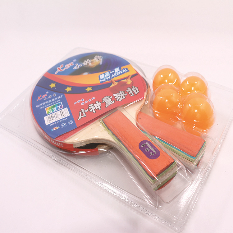 Set reketa za stolni tenis (2 komada) s 4 lopte za djecu — Little Prodigy, ploča od topole, guma s pozitivnim ljepilom, vodoravni udar