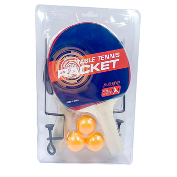 Set reketa za stolni tenis za početnike — rekete s ravnom drškom, poplar ploča, guma s pozitivnim ljepilom; uključuje 2 reketa i 3 loptice