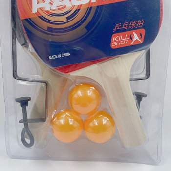 Set reketa za stolni tenis za početnike — rekete s ravnom drškom, poplar ploča, guma s pozitivnim ljepilom; uključuje 2 reketa i 3 loptice