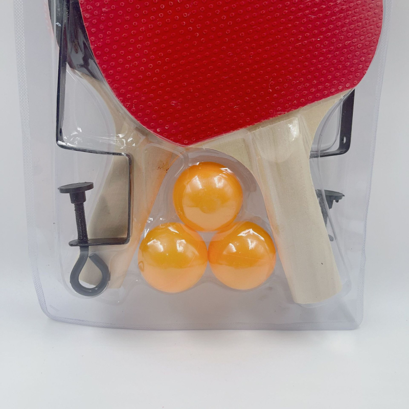 Set reketa za stolni tenis za početnike — rekete s ravnom drškom, poplar ploča, guma s pozitivnim ljepilom; uključuje 2 reketa i 3 loptice