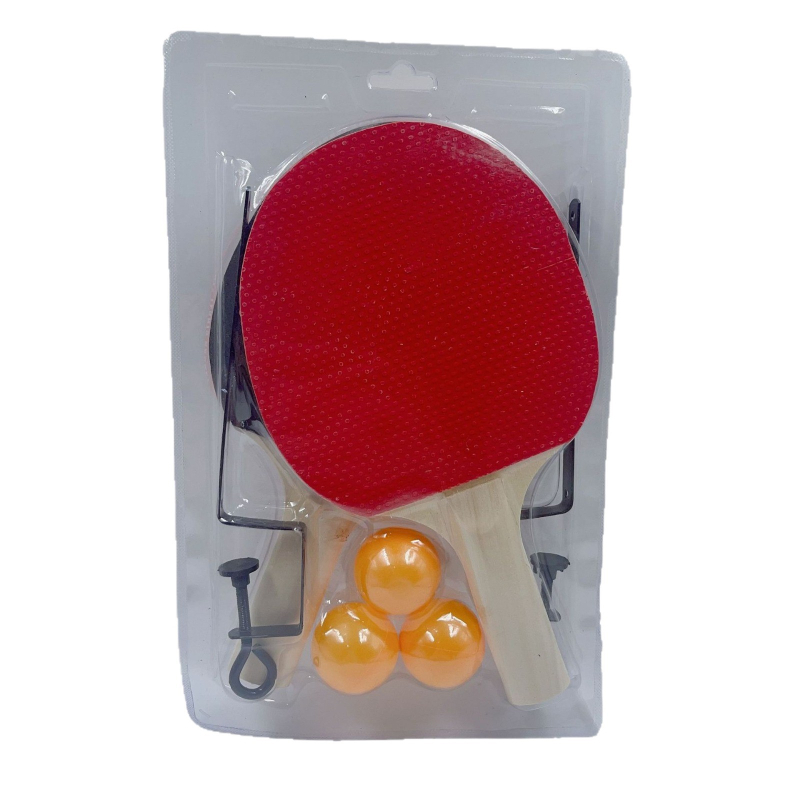Set reketa za stolni tenis za početnike — rekete s ravnom drškom, poplar ploča, guma s pozitivnim ljepilom; uključuje 2 reketa i 3 loptice