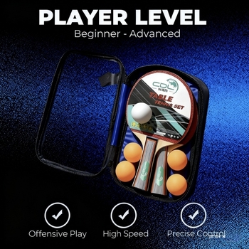 Sincerity set reketa za stolni tenis – 2 reketa + 3 lopte, direktan udarac, moguć tisk logotipa