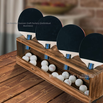 Drveni regał za rekete za stolni tenis - zidni, dvije etaže, moderan jednostavan stil, ugradbeni vijci